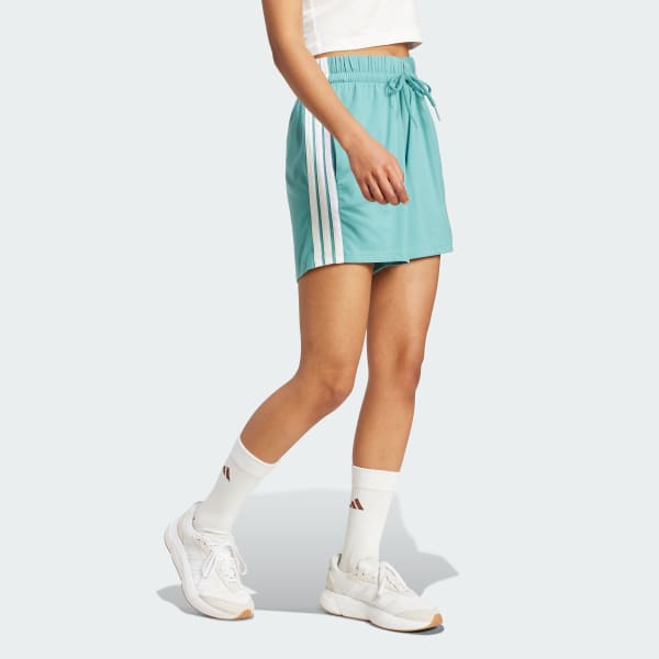 Turquoise Essentials 3-Stripes Cotton Shorts