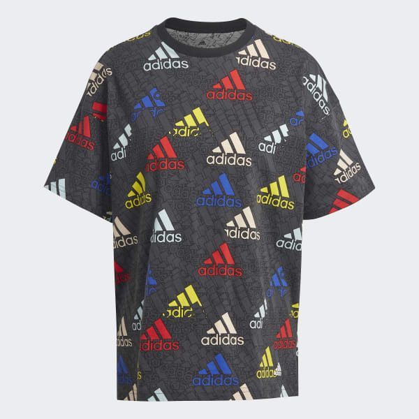 Gris Camiseta Essentials Multi-Colored Logo Boyfriend