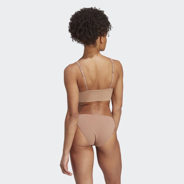 Brown Active Seamless Micro Stretch Long Line Plunge Bra Underwear
