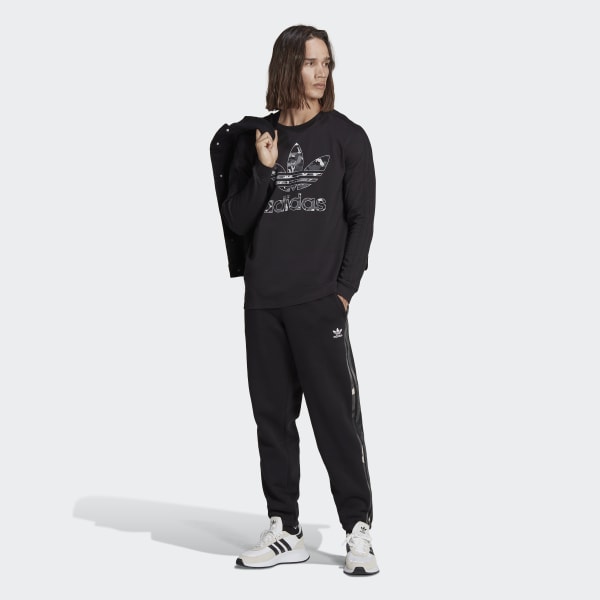 adidas Wide Leg Slouchy Track Pants In All Over Camo Leaf Print