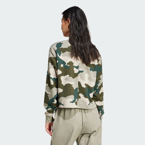 Verde Polera Corta Essentials 3 Tiras Estampado de Camuflaje