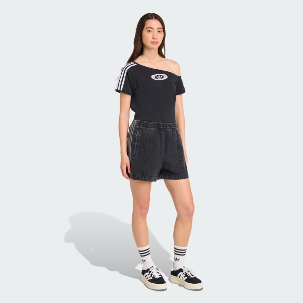 【adidas】 キャンパス 2000 オフショルダー ティー アディダス 80s プレミアム エンボス加工 スリーストライプス
