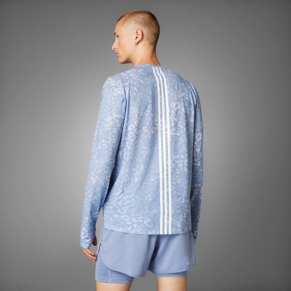 Grey Own the Run CLIMACOOL 3-Stripes Long Sleeve Tee