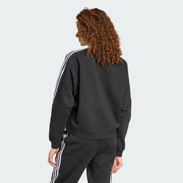 Black Tiro Cut 3-Stripes Fleece Sweatshirt