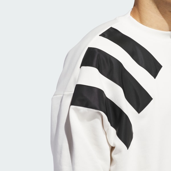 White sweatshirt with black stripes deals