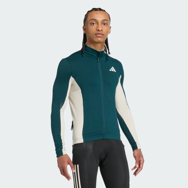 Verde Maglia da ciclismo Tempo 3-Stripes a maniche lunghe