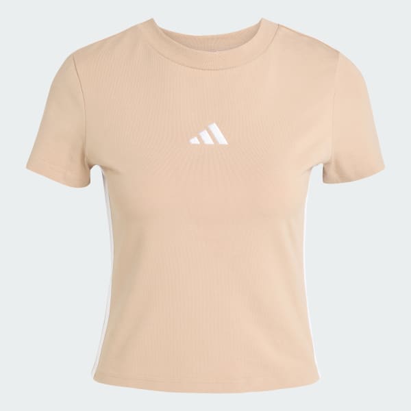 สีน้ำตาล เสื้อยืดทรงสลิมสำหรับเด็กเล็ก Essentials 3-Stripes