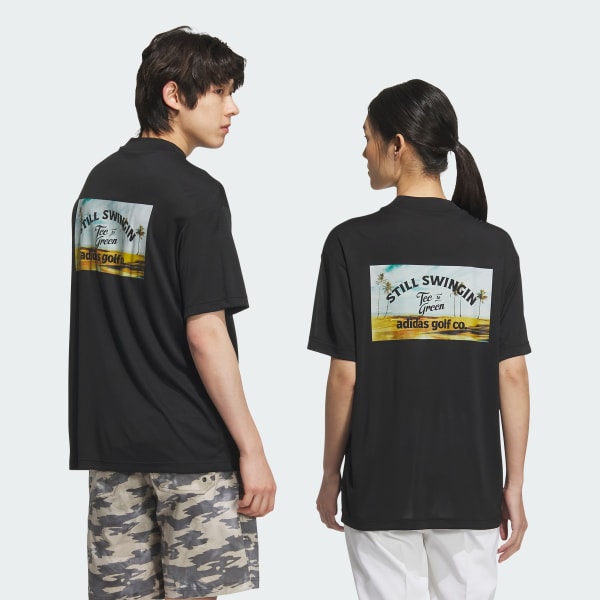 Black HEAT.RDY Back Graphic Mock Neck Short Sleeve Tee