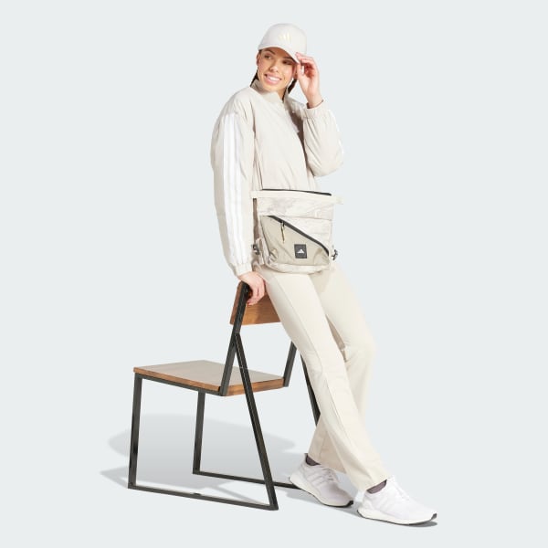 Bege Jaqueta Bomber Cropped Isolamento Essentials Três Listras