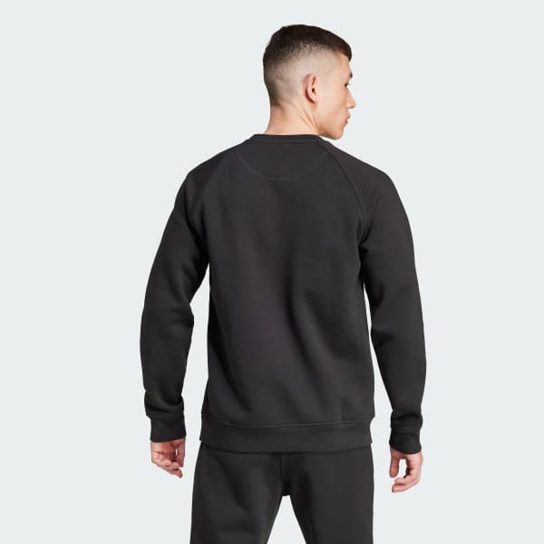Black Trefoil Essentials Crew Sweatshirt