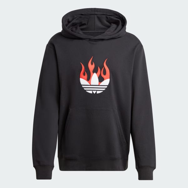 Preto Moletom Capuz Flames Logo