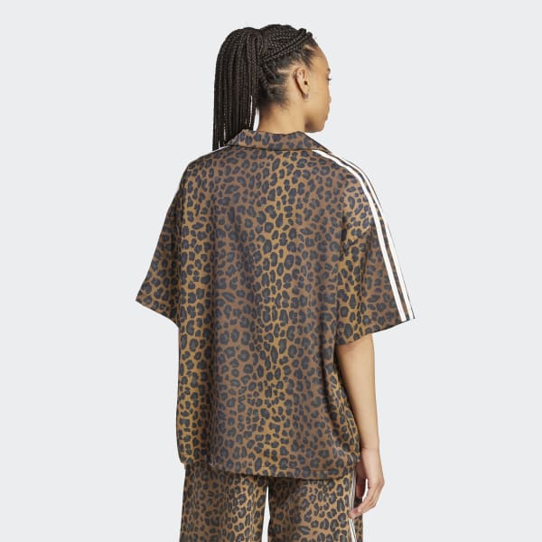 ★Adidas★ Originals leopard print Satin Jersey KA2671 adidas_Originals_Satin_Shirt_M
