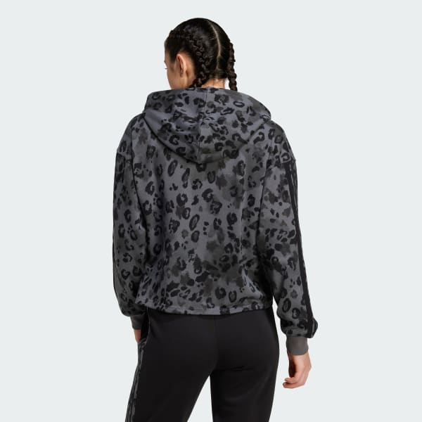 Wielokolorowy Animal Print 3-Stripes French Terry Full-Zip Hoodie