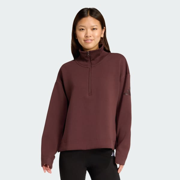 adidas Soft Lux Quarter-Zip - Brown | Free Shipping with