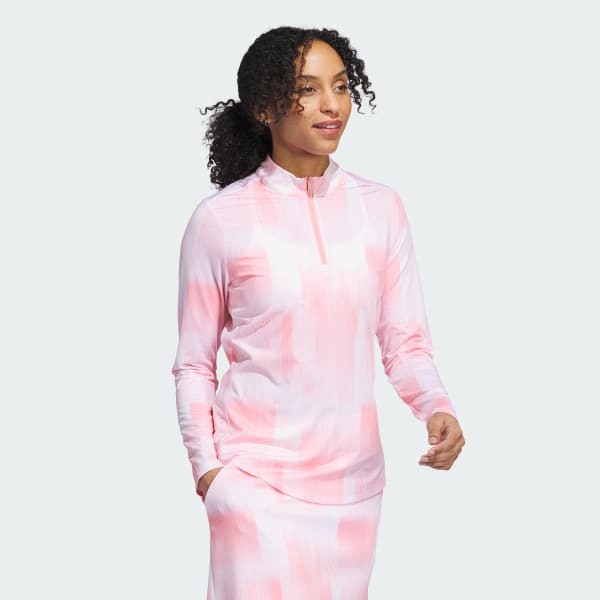 White Ultimate365 Printed Quarter Zip Mock
