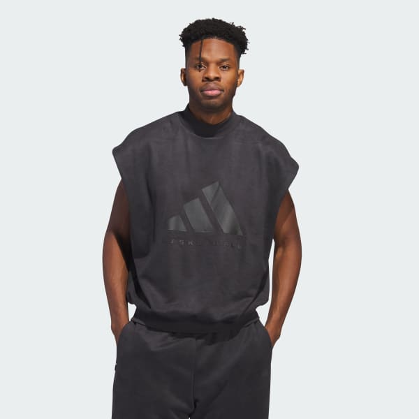 Grey Basketball Sueded Sleeveless Sweatshirt