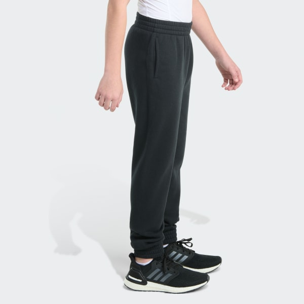 Black Elastic Waistband Essential Big Logo Fleece Jogger

