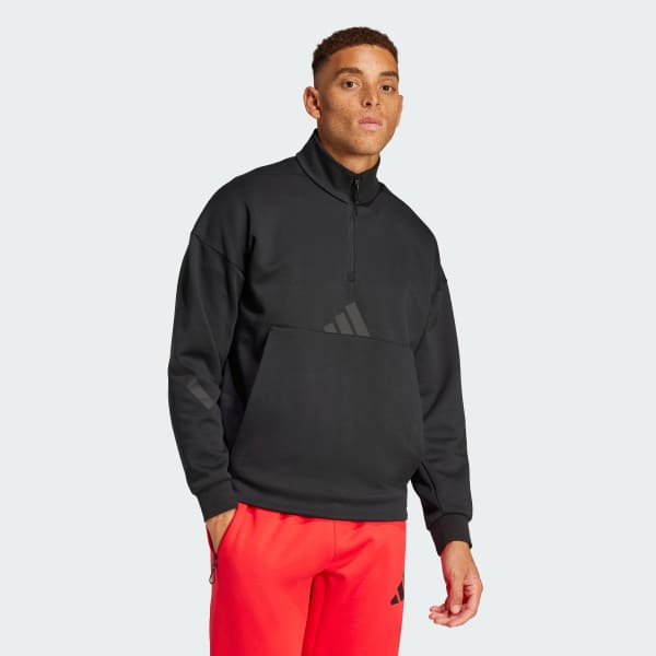 Zwart adidas Z.N.E. Sweatshirt met Korte Rits