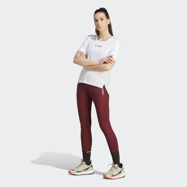 adidas Terrex Multi Allover Print Leggings Burgundy adidas