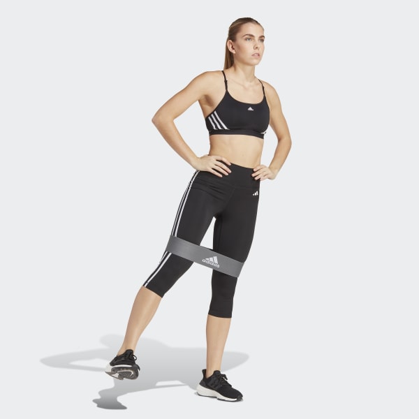 Adidas Women Leggings High waist Small Black white Stripe Active Sports Gym  