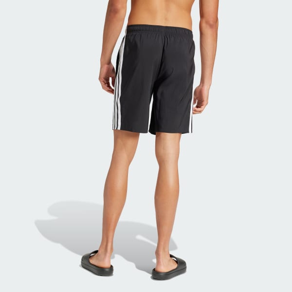 Black 3-Stripes Swim Shorts 8-Inch