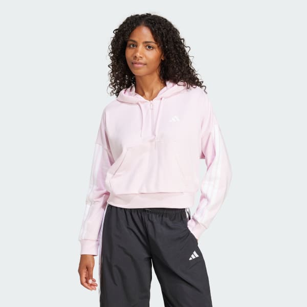 adidas Essentials 3-Stripes French Terry Quarter-Zip Hoodie