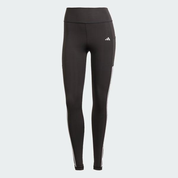 Negro Mallas Optime 3 Franjas Largo Completo Corte Alto