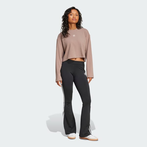 Brown Essentials Wide Rib Long Sleeve Tee