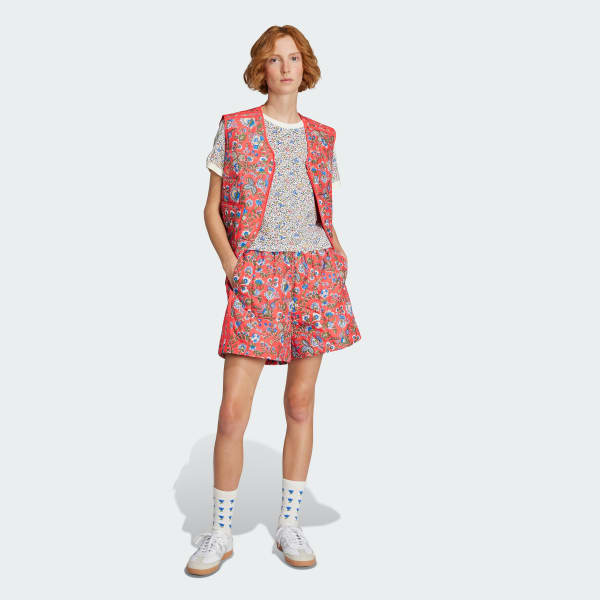 Red adidas Originals x Liberty London Quilted Shorts