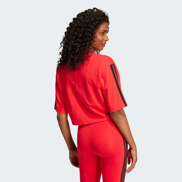 Red Essentials 3-Stripes Cotton Tee