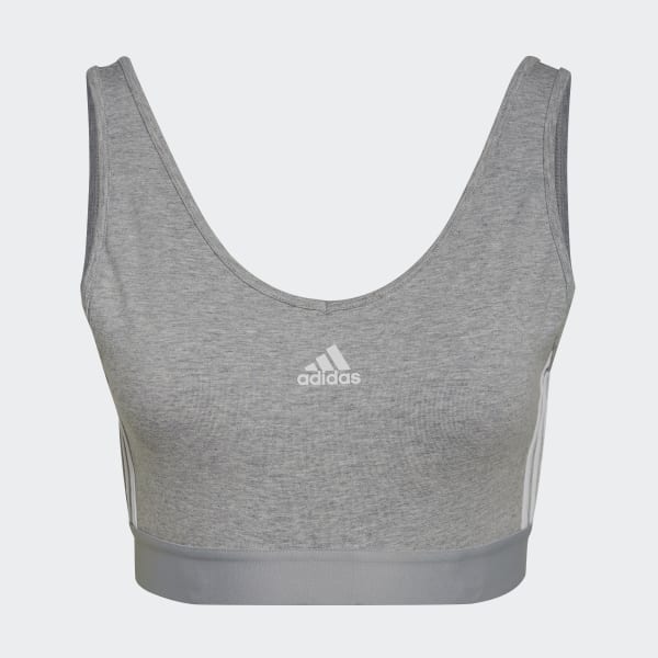 bra adidas Performance Essentials 3 Stripes Crop Top - Black/White -  women´s 