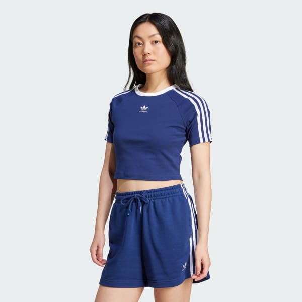 adidas 3 Stripes Baby Tee Blue Free Shipping with adiClub adidas US