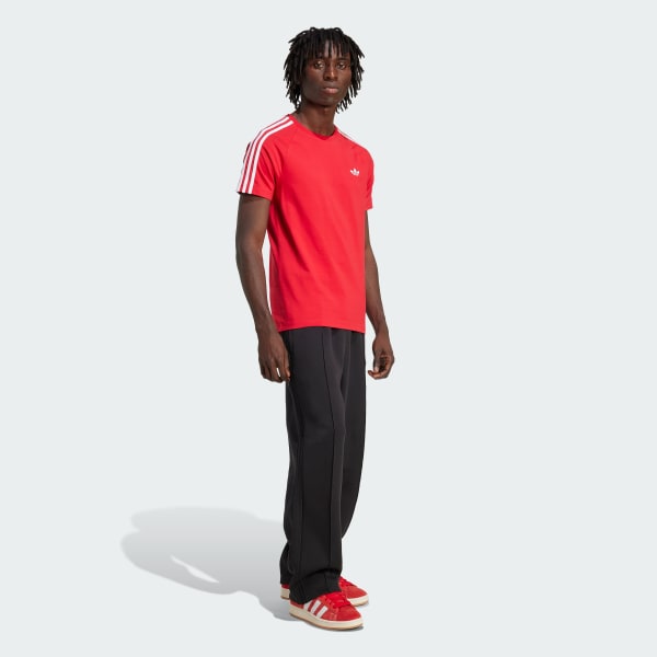 สีแดง เสื้อยืดรัดรูป adidas Originals Adicolor Trefoil