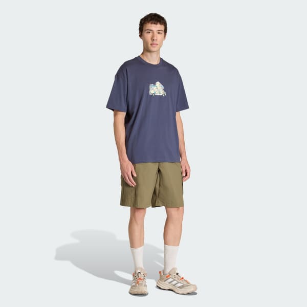 สีน้ำเงิน เสื้อยืดพิมพ์ลาย TERREX CAMPER