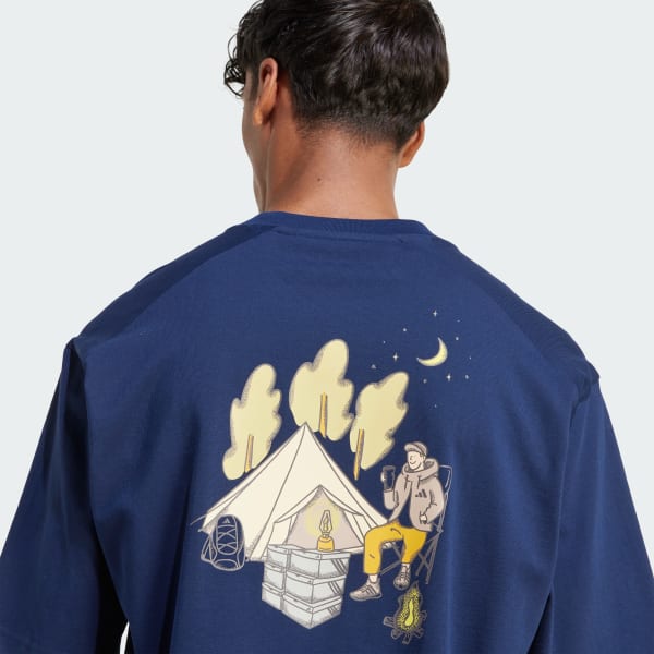 adidas Codes Doodle Camp Graphic T-Shirt - Niebieski