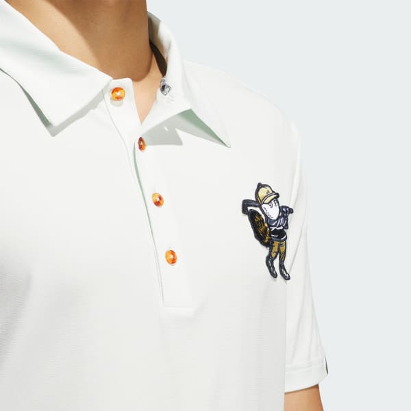 Malbon メンズ ゴルフポロ 白×緑袖 カジュアルラウンド対応✨即購入可 malbon golf マルボンゴルフ ロゴ ポロシャツ シンプル 半袖 T