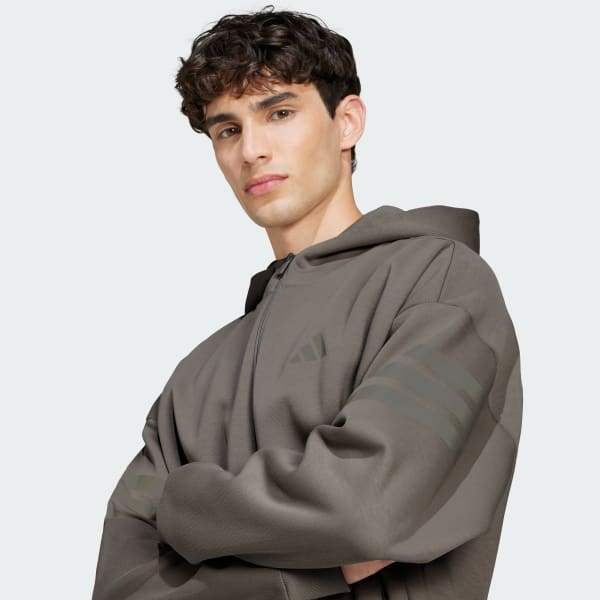 adidas Future Icons 3-Stripes Full-Zip Hoodie - Beige | adidas India