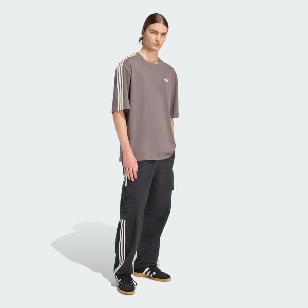 hnedá TRIČKO ADICOLOR 3-STRIPES OVERSIZED TEE