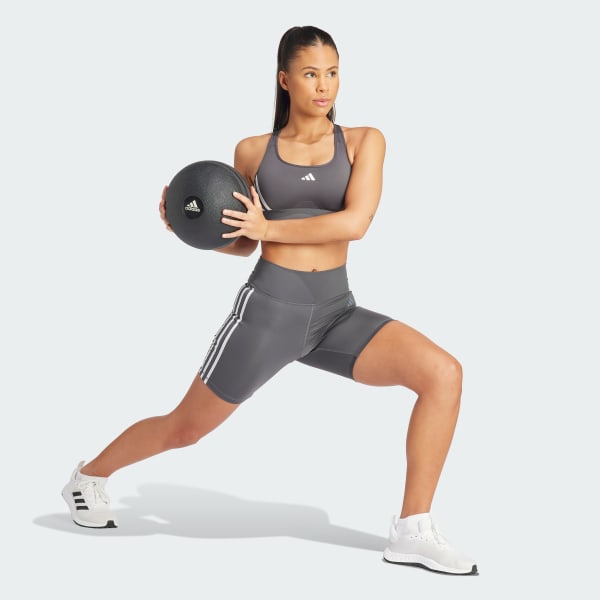 Grey Powerimpact Train Medium-Support 3-Stripes Bra
