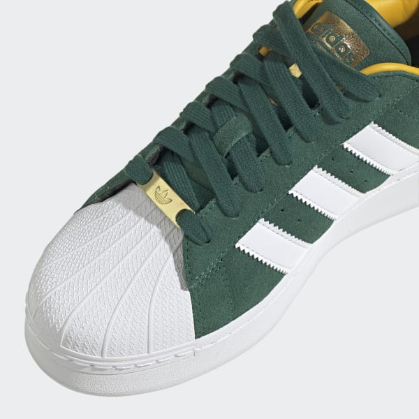 Adidas superstar top green suede