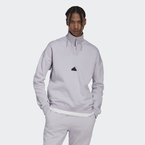 Fioletowy 1/4 Zip Sweatshirt WU661