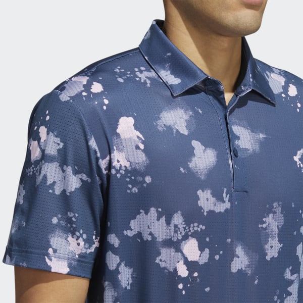 Blue Splatter-Print Polo Shirt H9375