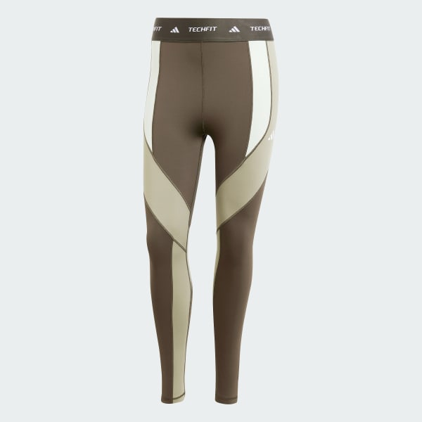 adidas Techfit 7 8 Colorblock Leggings Green Free Shipping with adiClub adidas US