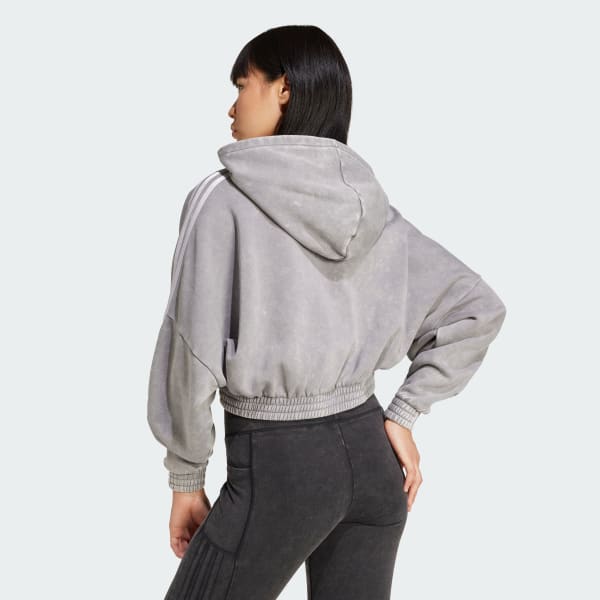 Washed Out Crop Oversized Hoodie