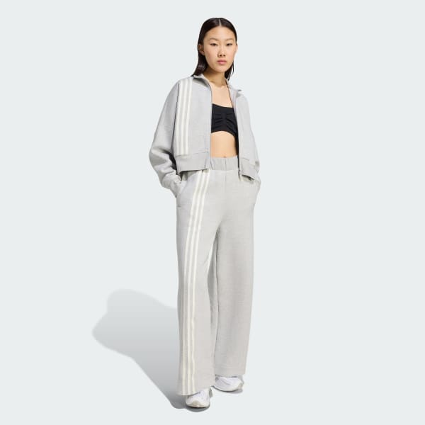 Gris Pantalon ample 3 bandes décalées