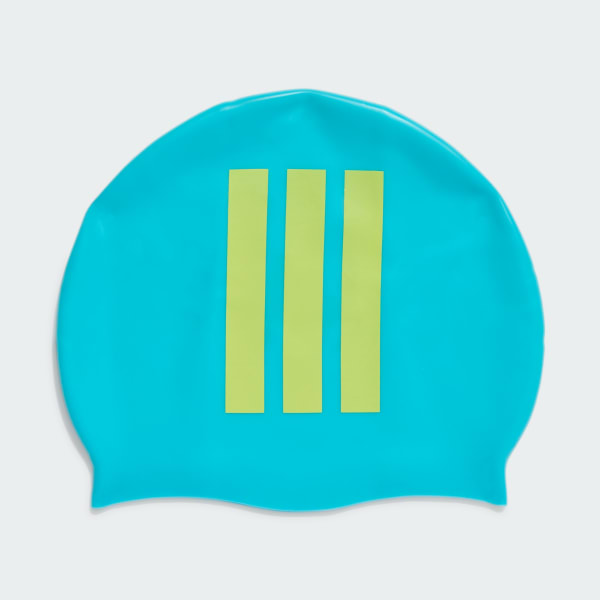 Turquoise 아디다스 3-스트라이프 수영모자 키즈