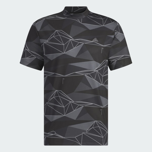 Black AEROREADY Allover Print Short Sleeve Mock Neck Shirt
