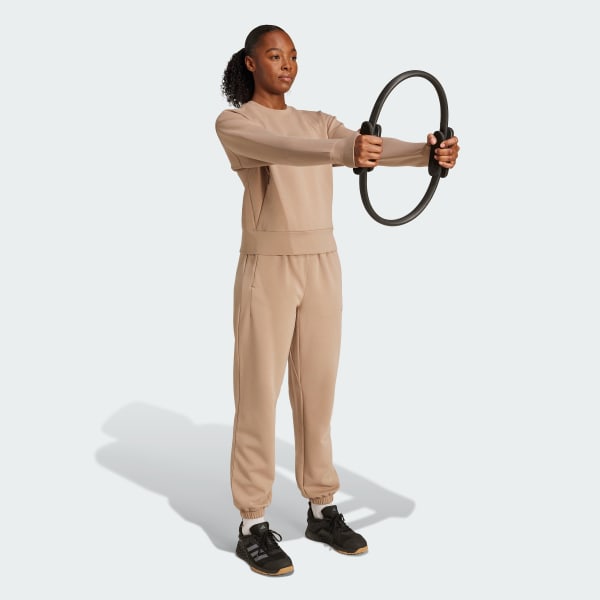 Kahverengi Designed-for-Training Warm-Up Bisiklet Yaka Sweatshirt