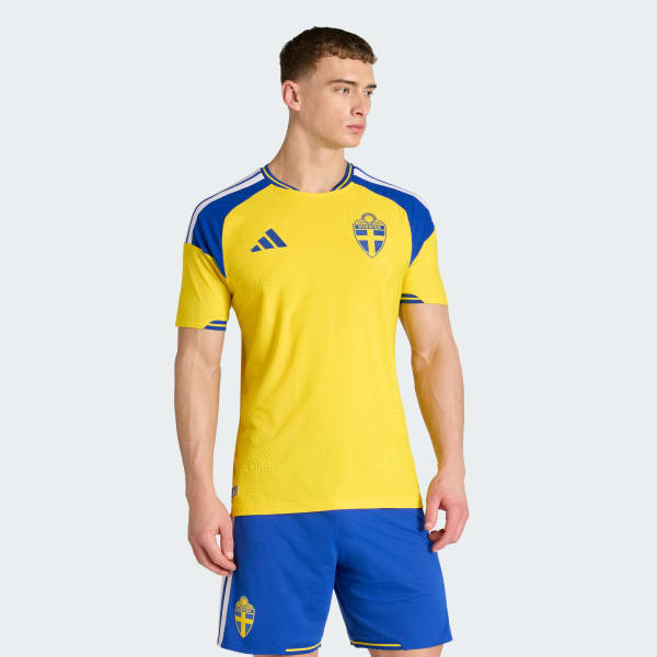 jaune Maillot Domicile Suède 26 Authentique