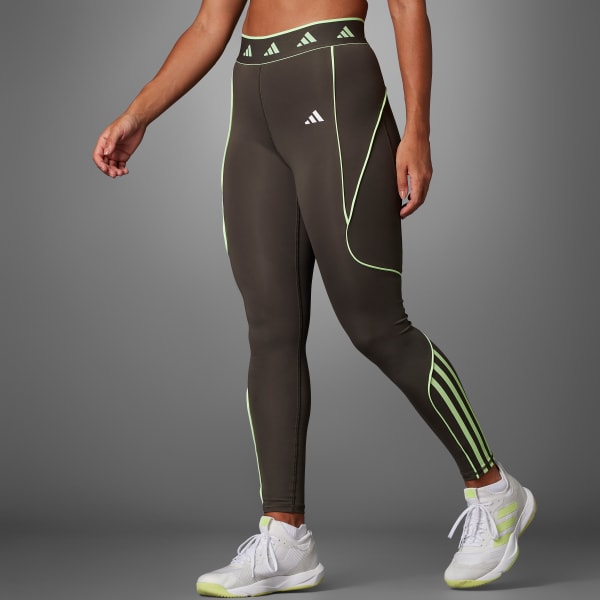 adidas Women's Hyperglam 3-Stripes Tights - Linen Green, HK9988